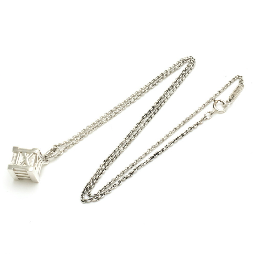 TIFFANY Co Atlas Cube Necklace Pendant Silver
